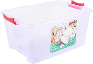 Aristo Plastic 25 L Multipurpose Rectangular Storage and Toy Box with Lid (Transparent, 45.5 x 34 x 26cm)