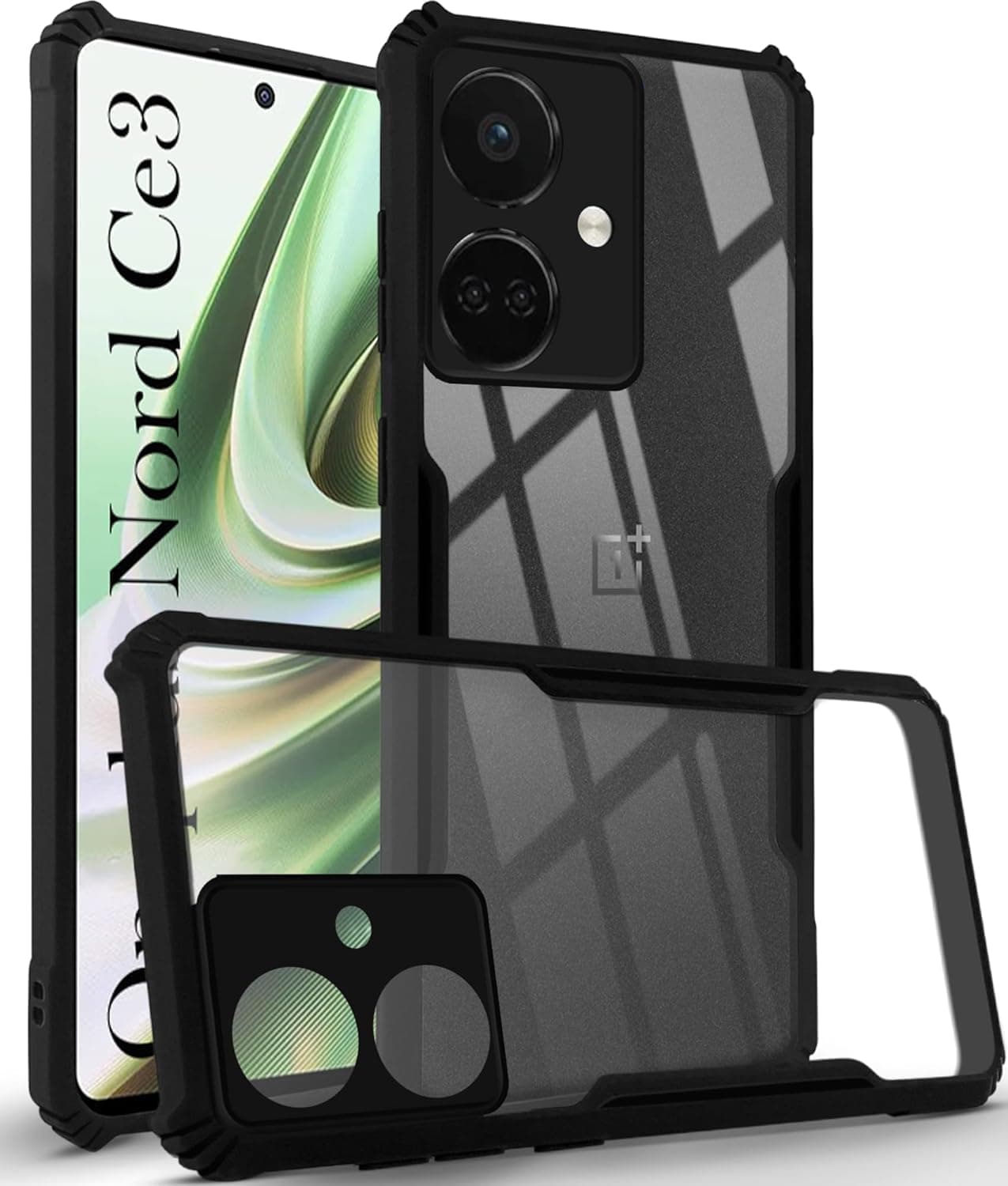 JANAK RAJ Shockproof Bumper - Crystal Clear Transparent Back Case Cover Compatible with Oneplus Nord CE 3 5G / 1+Nord CE3 5G / Oppo K11 | Minimalist PC+TPU 360 Protection Tough Rugged Design - Black