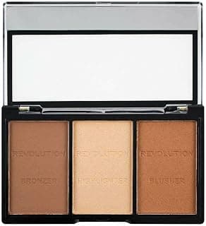 Makeup Revolution Ultra Brightening Contour Kit | 2-in-1 Highlighter & Contour Duo | Ultra Light/Medium C04 | Travel-Friendly Compact with Mirror | Silky Matte & Radiant Glow
