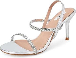 ELLE Women sling back Stiletto Heels sandal with Shimmer Detail