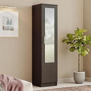 Wakefit Wardrobe for Bedroom | 1 Yr Warranty | Cupboard for Bedroom, Almirah, Wooden Wardrobe, Mirror Door, Multi-Shelves Storage, Density:680–750 kg/m³, Free Installation from Brand (Hunor - Wenge)
