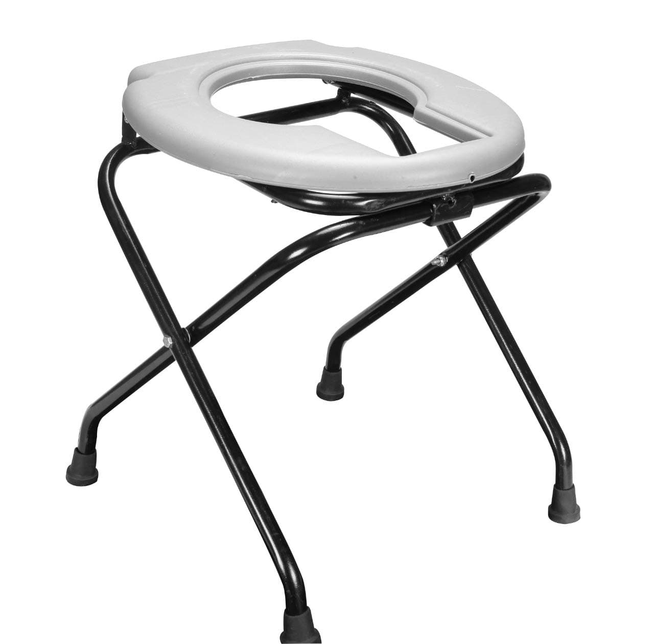 PHYSIQO Solid Commode Chair With Toilet Seat Comfortable Safe Toilet Stool White