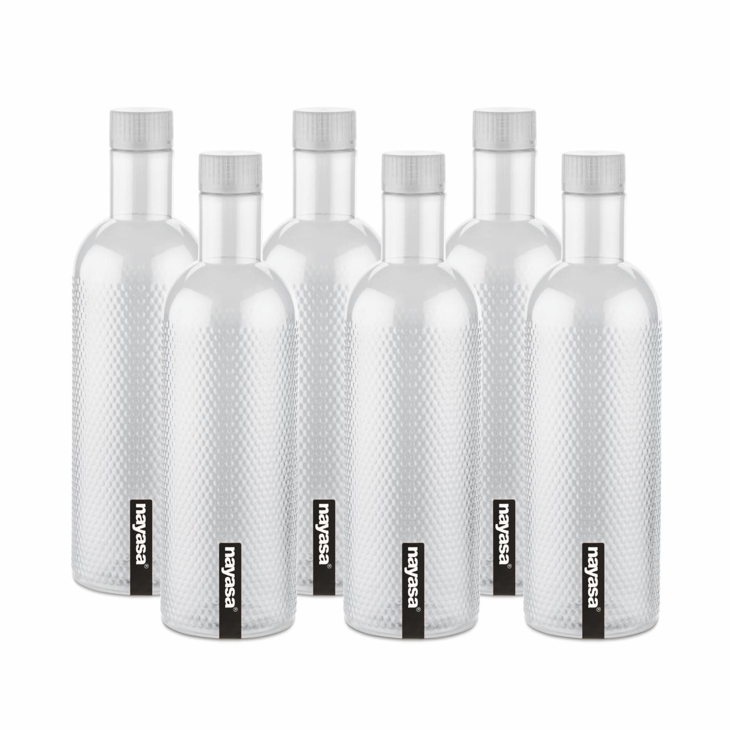 Nayasa Turtle Plastic Water Bottle | 1000ML Each | Set of 6 | BPA-Free, Leak-Proof, Airtight Cap | Durable & Reusable for Home, Office, School Use | Transparent