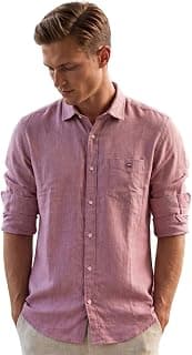 Louis Philippe Men’s Linen Blend Solid Shirt with Soft Handfeel & Naturally Antibacterial Finish – Holiday Wear