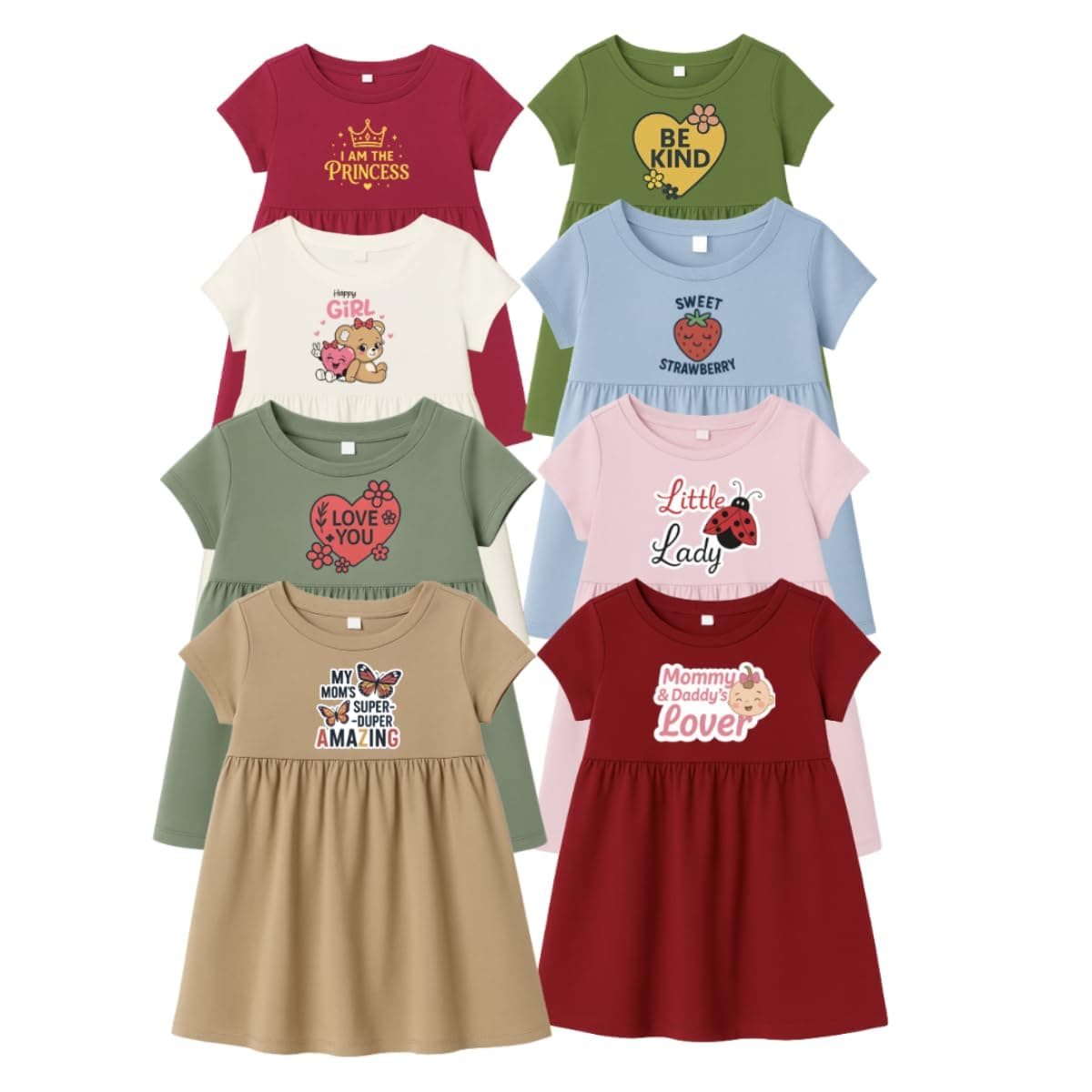 6 Month to 6 Years - Kids Knitted Cotton Frock for Girls (1–6 Years) | Soft & Stylish Printed Dress | Pack of 3 Combo (Any 3 Colors)
