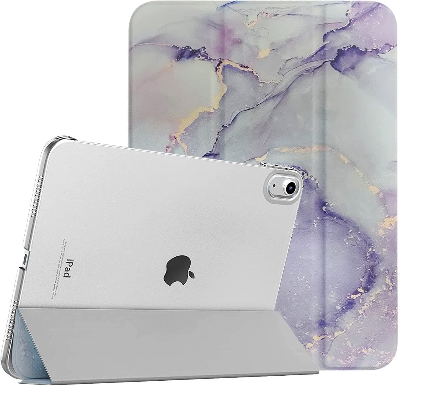 MOCA Case for iPad 10th Generation 2022 iPad 10.9 Inch Slim Stand Hard Shell Back Protective Smart Cover for 10.9” iPad 10th Gen 2022 Release A2696 A2757 A2777 iPad Cover (Purple Marble)