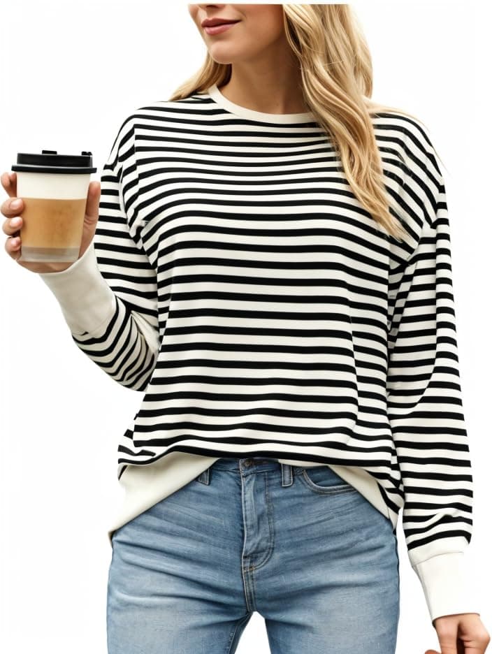 MACK JONNEY Women Striped T-Shirt || T-Shirt for Women || Full Sleeve T Shirt || T-Shirt-MACK640620