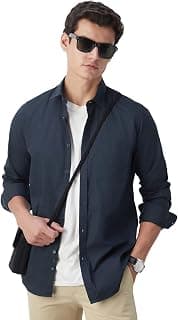 Peter England Men's Solid Slim Fit Full Sleeve Casual Shirt| 100% Cotton