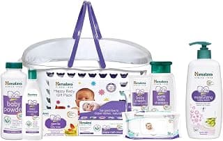 Himalaya Baby Gift Pack Basket,Pack of 1 Set,White & Himalaya Extra Moisturizing Baby Wash, 400 ml