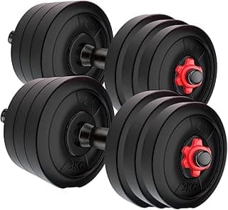 Adjustable PVC Dumbbells Weights With Dumbbells Rods For Home Gym & Strength Training (Black)