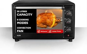 Glen Multi-Function OTG for Kitchen 35 Litre, 2100W, Oven Toaster Griller with 6 Heating Modes, Rotisserie, Convection Fan, Temp. Control, Bake, Grill & Toast,Oven for Baking - Black (SA5035BLRC)