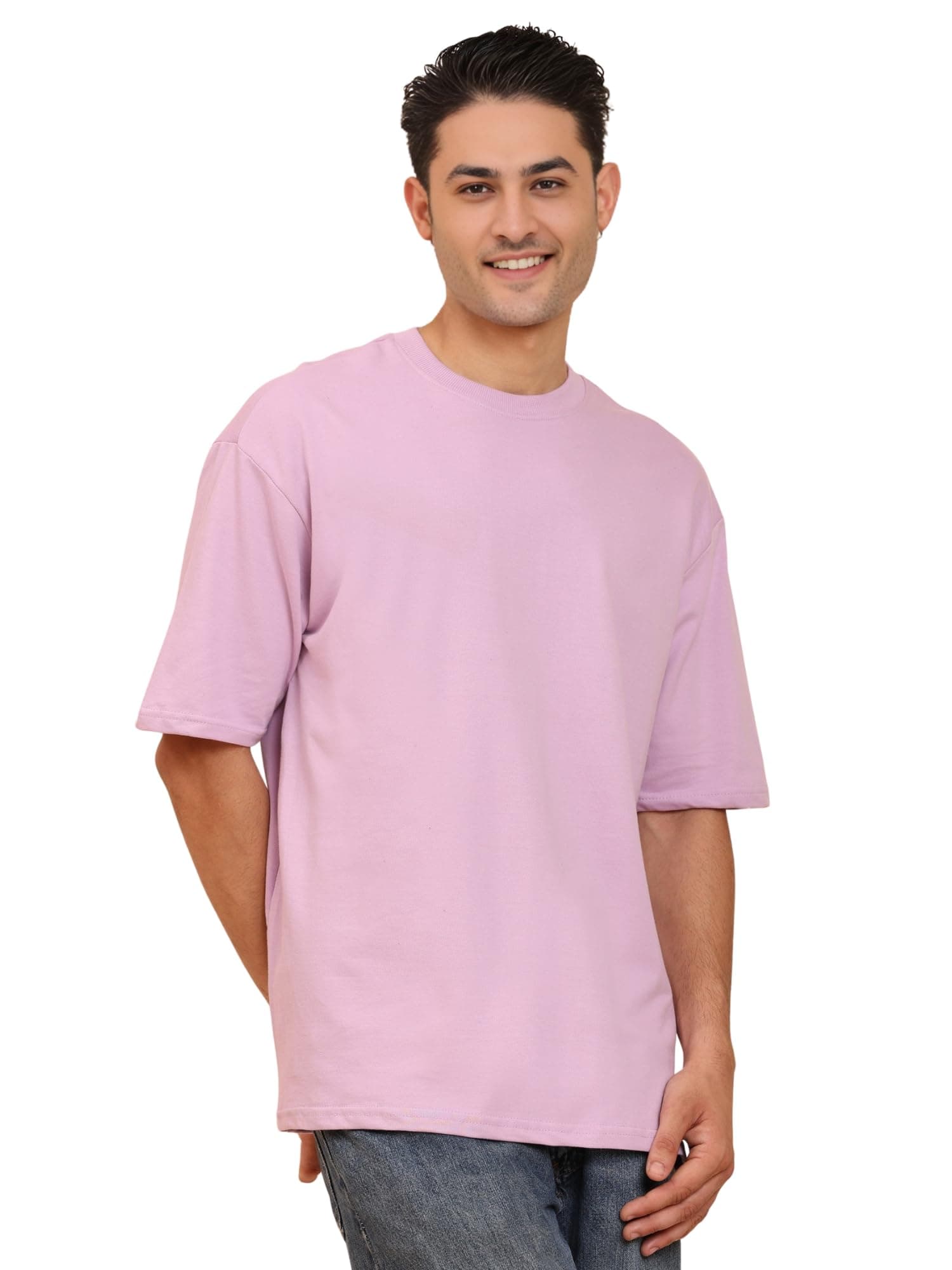 Amazon Brand - Anarva Men's Oversized Cotton T-Shirt | Crew Neck | Half Sleeve | Solid Casual Tee
