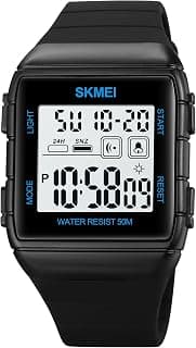 Gosasa Unisex Square Large Face LED Digital Watch Electronic for Men Watch for Women Student Silicone Watches