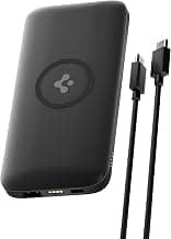 Spigen 2-in-1 10000mAh Wireless Charging Power Bank, Total 25W Fast Charging Compatible with Charging Dock, Anti-Slip Ring (Non-MAGSAFE), Included Type-C to C Cable (Pogo Pin Ver.) - Black
