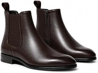 Black Chelsea Boots for Men | Premium Leather Finish Ankle Boots with Side Zip & Elastic | Men's Formal Shoes, Casual Boots, Office Wear Stylish High Ankle Boot Shoes