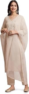 Amazon Brand - Myx Women's Embroidered Kurta Pant Set with Dupatta (Available in Plus Sizes)