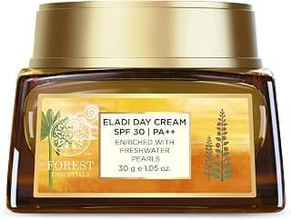 Forest Essentials Eladi Day Cream with SPF 30 | Ayurvedic Face Cream for Normal to Acne Prone Skin | Vitamin C, Niacinamide & Zinc Bhasma | Unique Formula with Fresh-Water Pearl Paste | Clears Blemishes