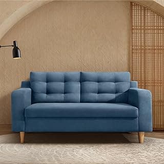 Duroflex Ease Plus - 2 Seater Sofa Set for Living Room | 3 Year Warranty | Premium Wooden Frame Sofa | Anti-Pilling Fabric, Fade & Termite Resistant | Comfortable & Durable Couch - Moonlight Blue