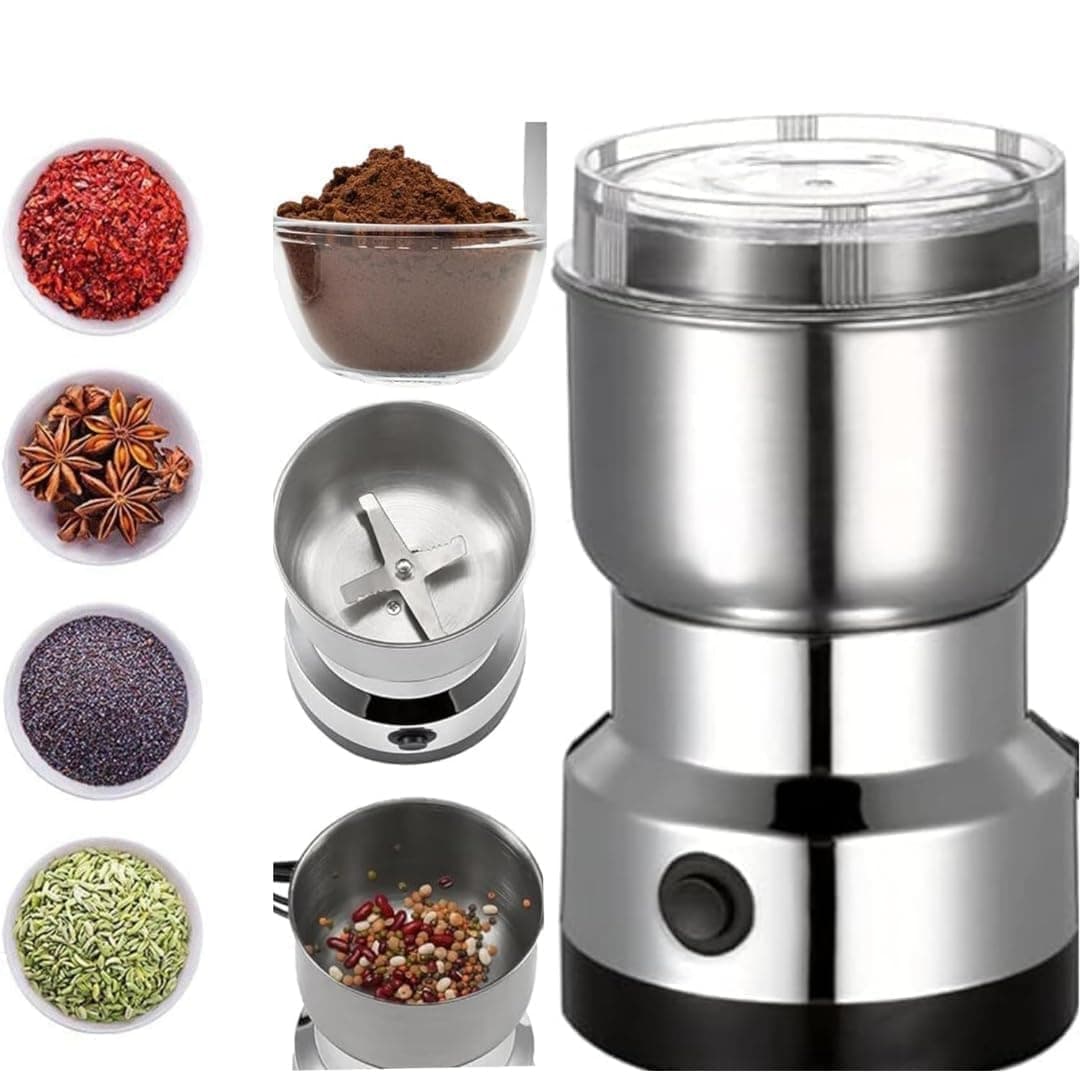 srikar Nima Electric Coffee Grinder & Spice Grinder 150W | Stainless Steel Dry Masala Grinder | Multipurpose Mini Grinder for Coffee Beans, Nuts, Seeds & Spices | Compact Kitchen Appliance