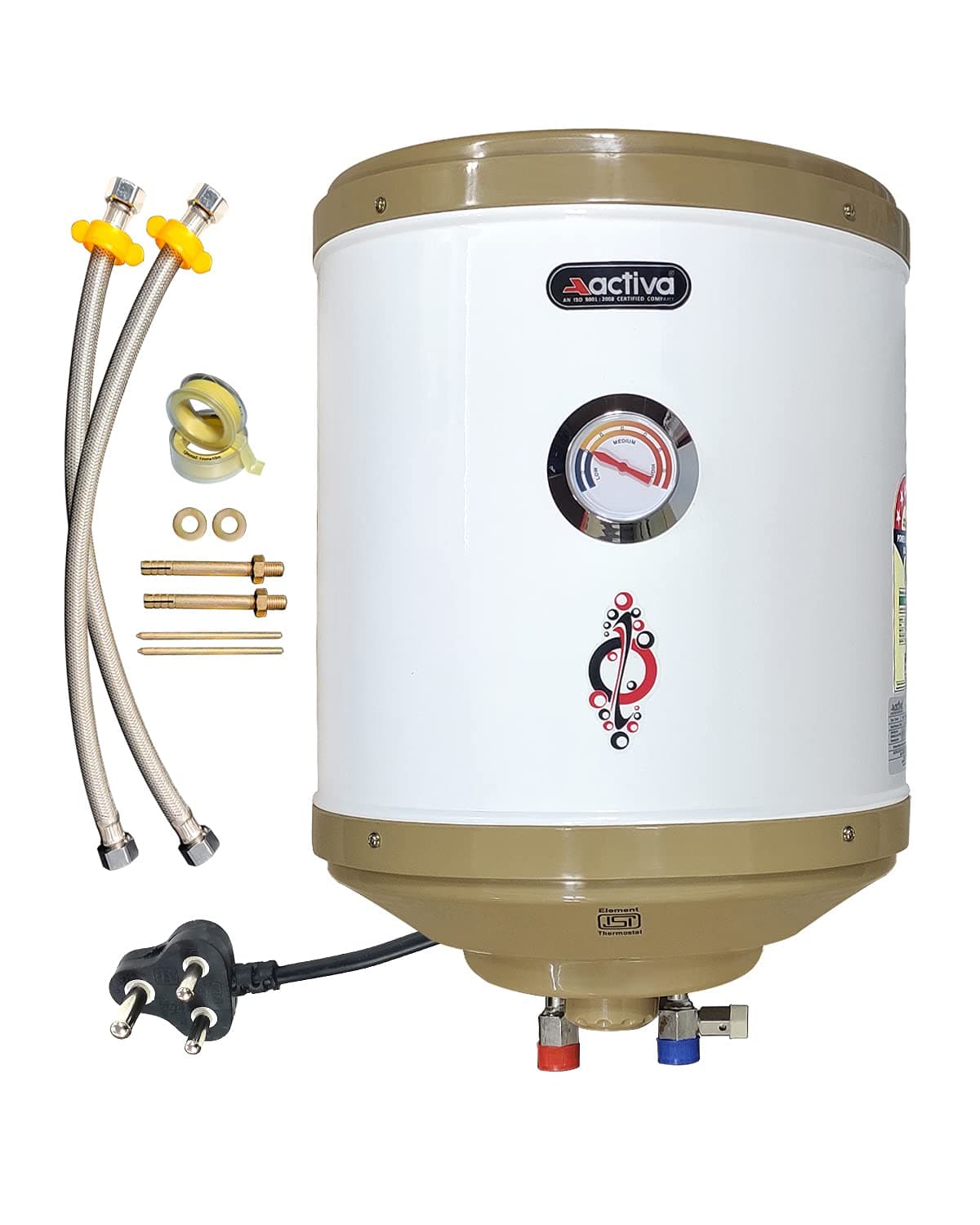 ACTIVA 25L Storage Water Heater Geyser | 2kW ISI Copper Heating Element | BEE 5 Star | Advanced 3 Layer Safety | Anti-Rust Body | Adjustable Thermostat | Electric Bathroom Geyser | 5 Yr Warranty
