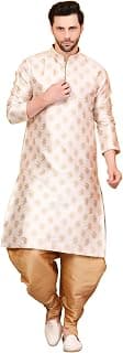 Over Crowd Men Ethnic Gold Leaves 100% pure Jacquard Kurta & Aladdin salwar special for Lohri & New Year, In Panjabi Style