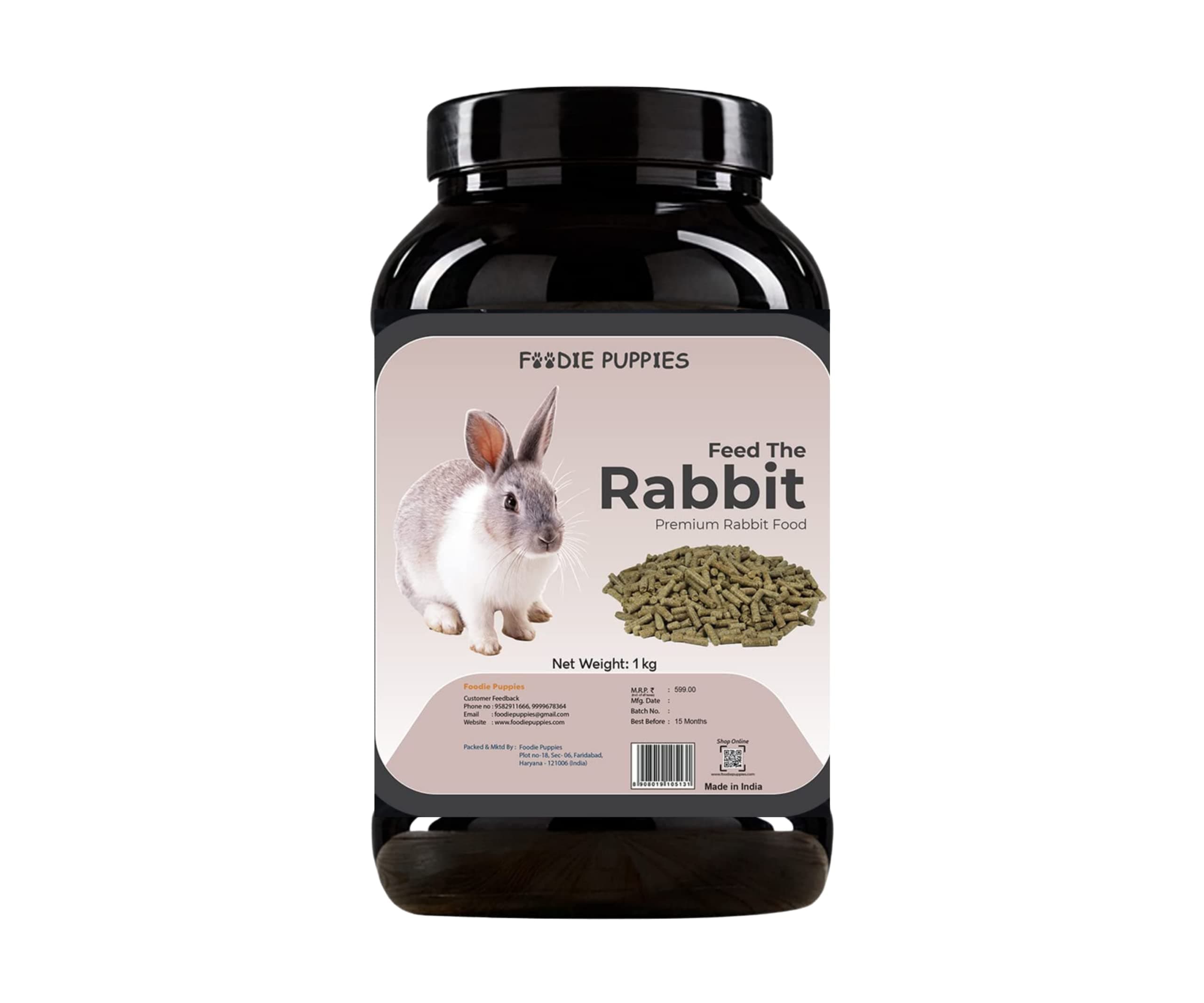 Foodie Puppies Rabbit Food Dry Pellets 1Kg, Highly Premium Nutritious Diet | Suitable for All Type Rabbit | Adult Pellet Rabbit Food, Nutritionist Choice
