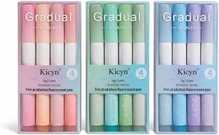 Gradient Shadow Highlighter Pens, Multicolor, 3 Set Pack of 12 | Assorted, Smooth Ink, Aesthetic Study Highlighters, For Notes School & Office Use