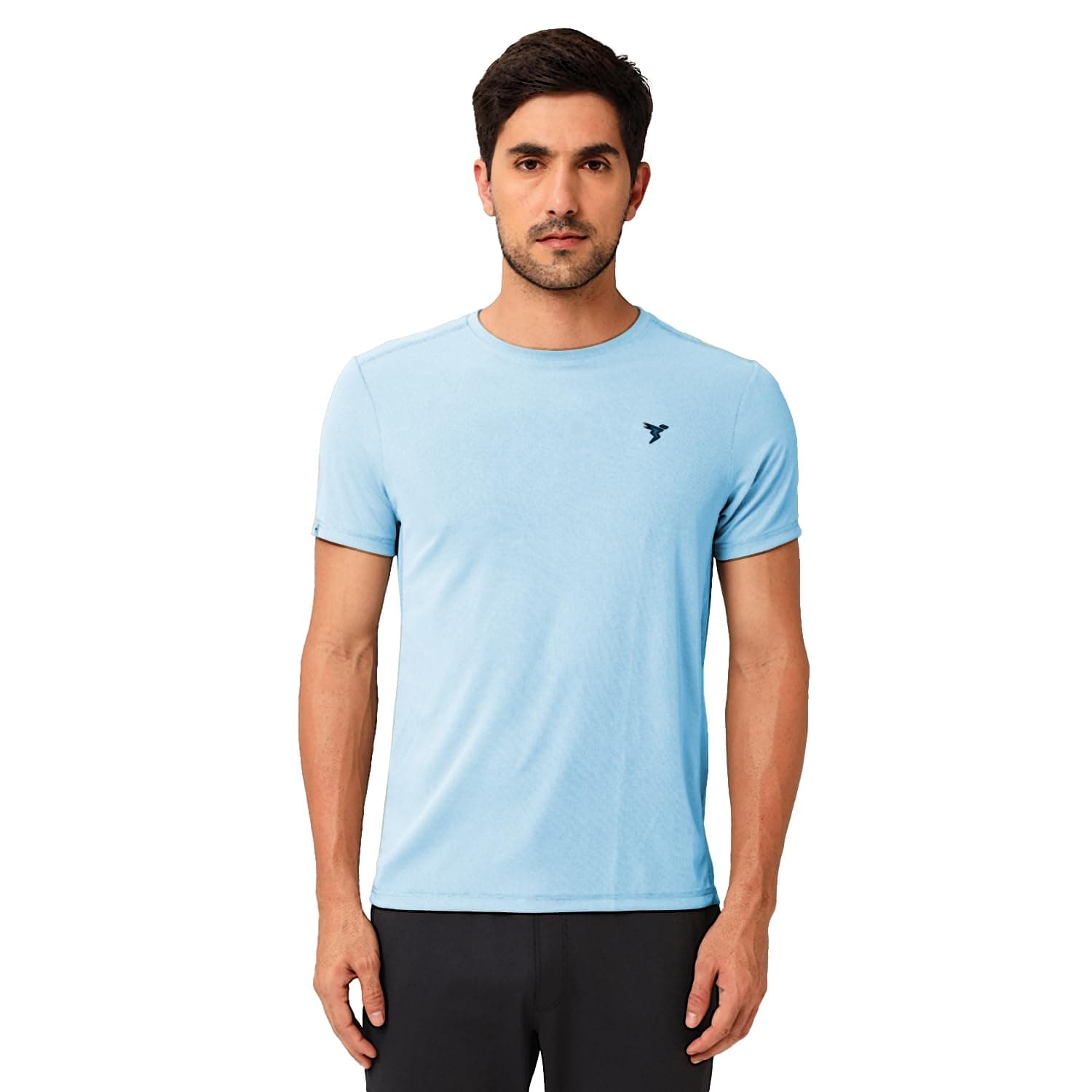 TECHNOSPORT Men's Slim Fit Polyester Activewear Sports T-Shirt with Moisture-Wicking Comfort for Workout, Running & Gym