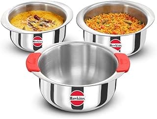 Hawkins 3-Piece Triply Stainless Steel Gift Set | Induction Safe | Stackable Design | Elliptical Rim for Better Grip & Handling | Silver (23SGP)|Induction and Gas Stove Compatible