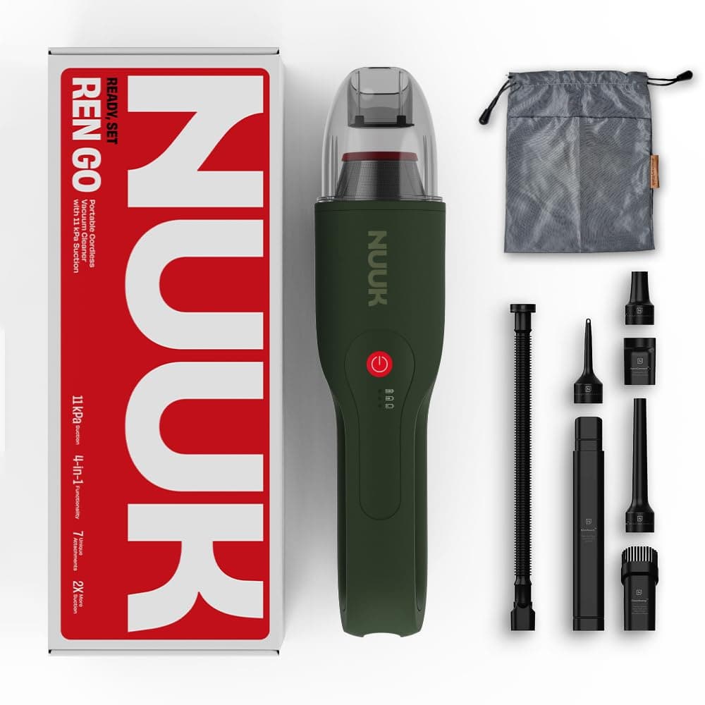 NUUK REN GO Cordless Home Vacuum Cleaner | 2X More Suction, 11000 PA | 4-in-1 Functions with Air Blowing | 7 Attachments+Storage Bag | Dual Filtration with HEPA | BLDC Motor | 2 Suction Modes