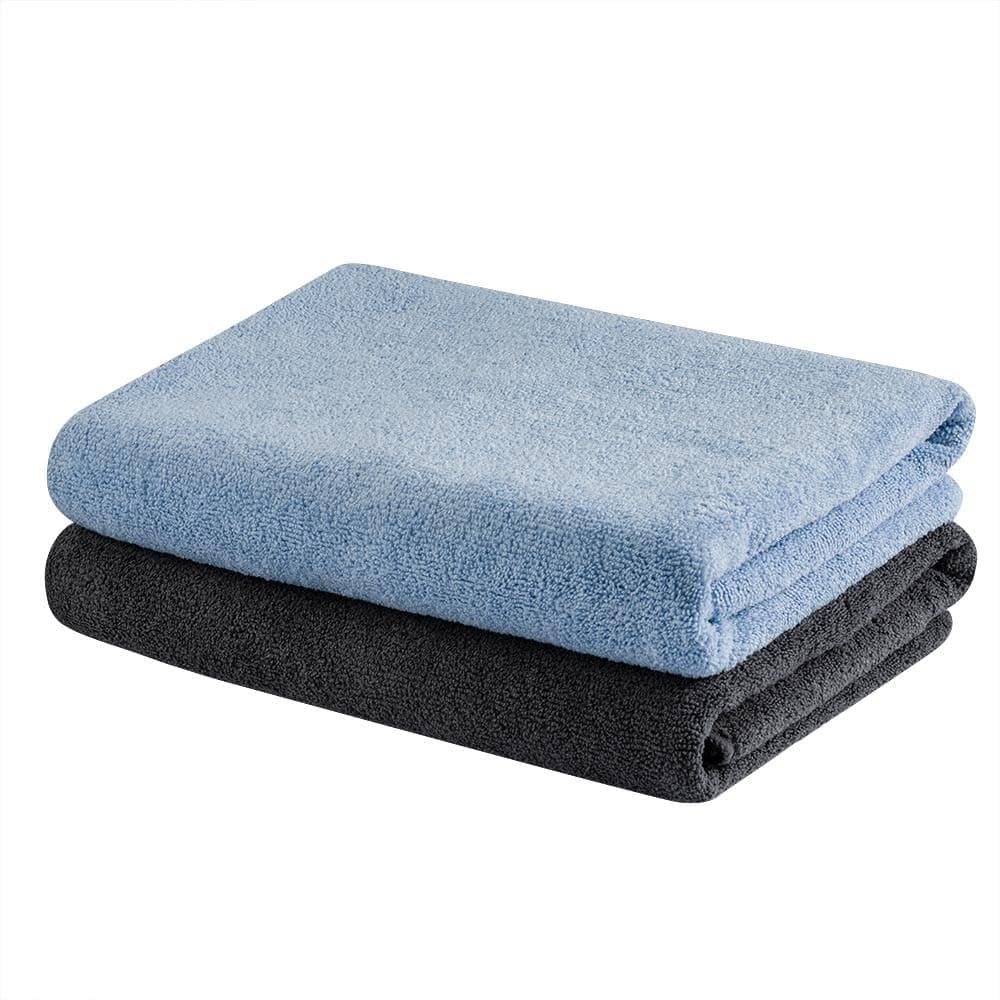 Wakefit Microfiber Towel | 350 GSM | Bath Towel, Microfiber Towels for Bath, Towel for Women, Towels for Bath Men, Gym Towel for Men Workout, 60x120 cm (Rock Gray & Delicate Blue, Set of 2)