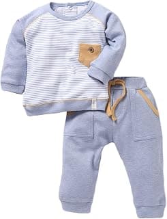 BABYGO BABY GO Baby Boys Cotton Clothing Set | Full Sleeve T-Shirt & Pants Combo | Newborn Infant Outfit | Soft Fleece Tracksuit with Cute Animal Print | Casual Daily Wear Co-ord Set