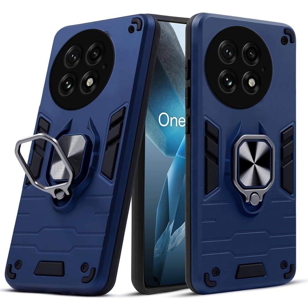 Amazon Brand-Solimo Kickstand Mobile Back Cover (360° Rotating Ring Holder) for OnePlus 13 5G (Blue)