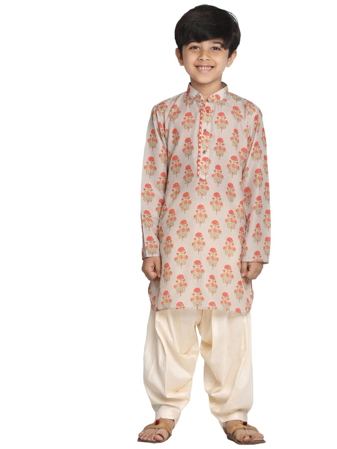 VASTRAMAY Boys' Ajrak Kurta & Patiyala Set