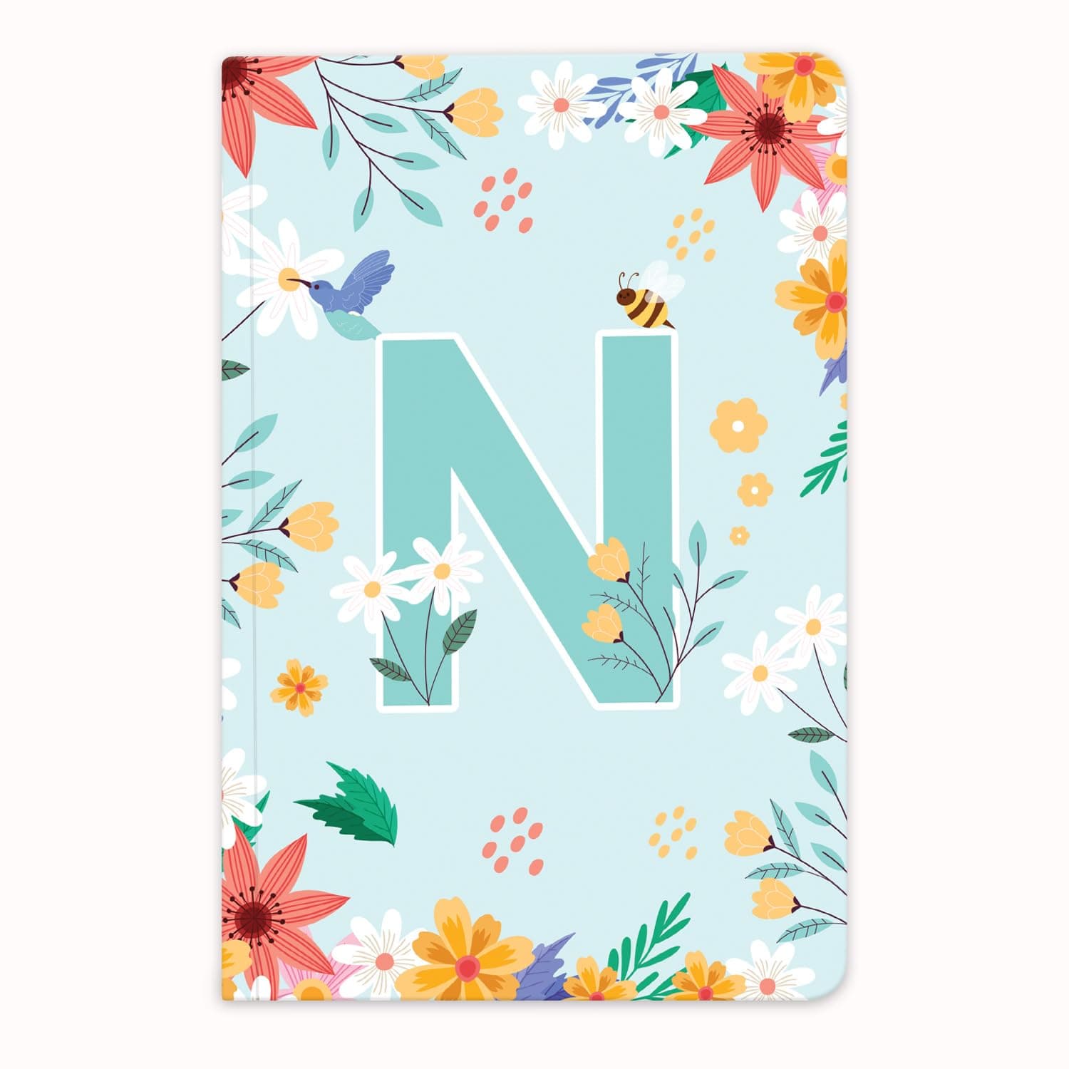 Diarymart - Initial N Premium Soft Bound Notebook Diary for Girls and Women (B6, 90 GSM, 160 Ruled Pages) Floral Design Notebook Journal Diary