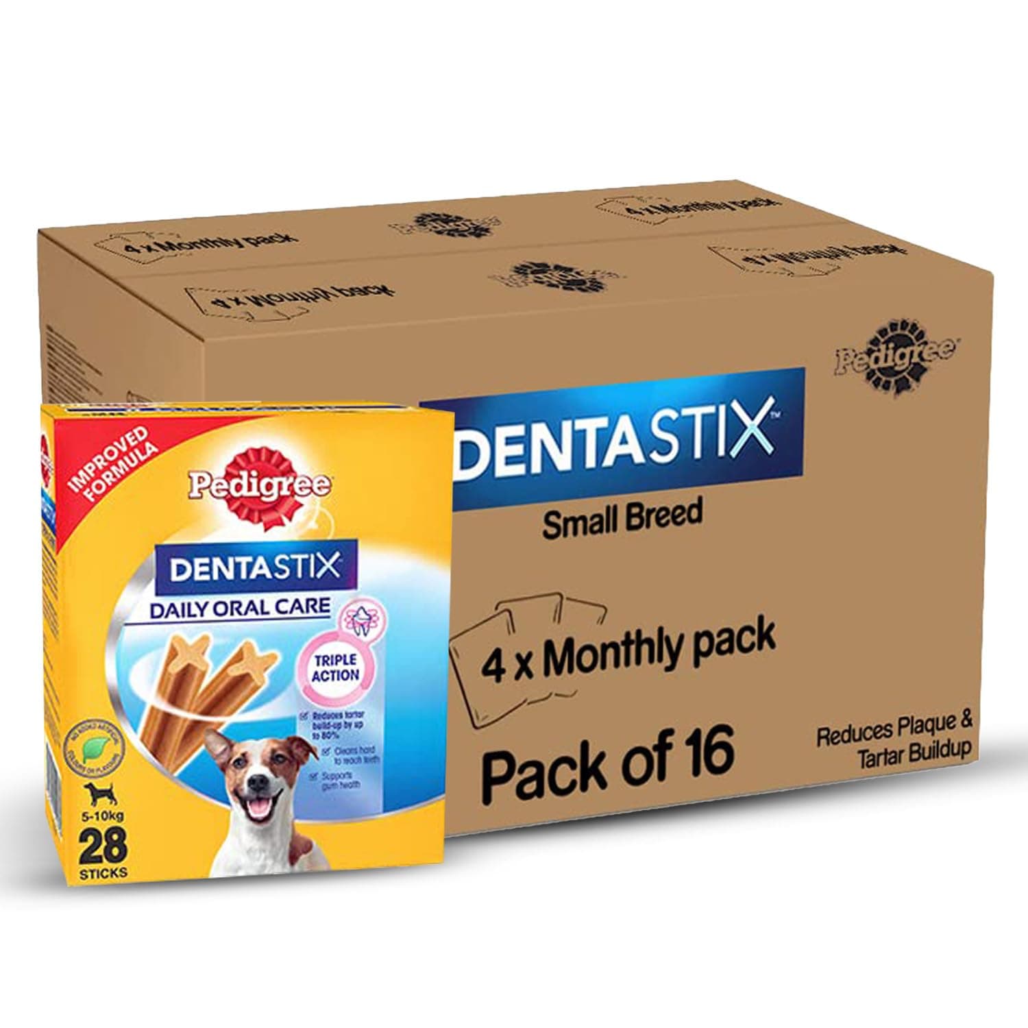 Pedigree Dentastix Oral Care Dog Treat, Adult Small Breed (5-10 kg), 1.76 kg (Pack of 16), Recommended by Vets, Supports Gum Health, Reduces Risk of Gum diseases
