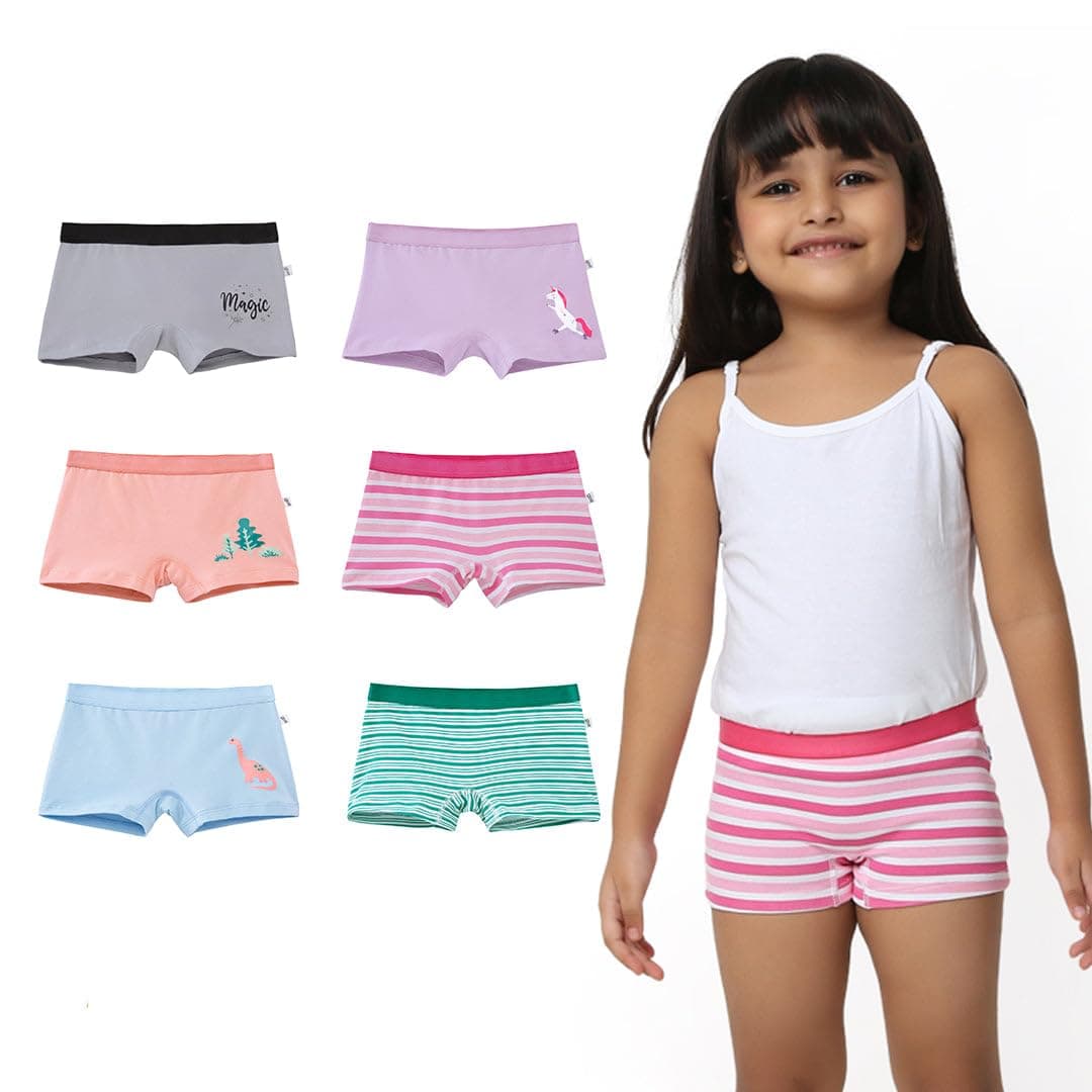 YouGotPlanB Cotton Trunks for Girls | Ages 4-16 | Stretchable Trunks for Kids | Snug-Fit | Perfect for Active Girls