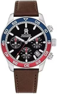 Tommy Hilfiger TH85 with Qtz Fashion Chrono Black Dial Brown Strap Watch for Men - TH1792166W