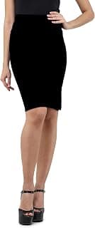 Women's Knee Length Formal Pencil Skirt with Elastic Waist Band (Size in inches XS-26, S-28, M-30, L-32, XL- 34, XXL-36 INCHES)