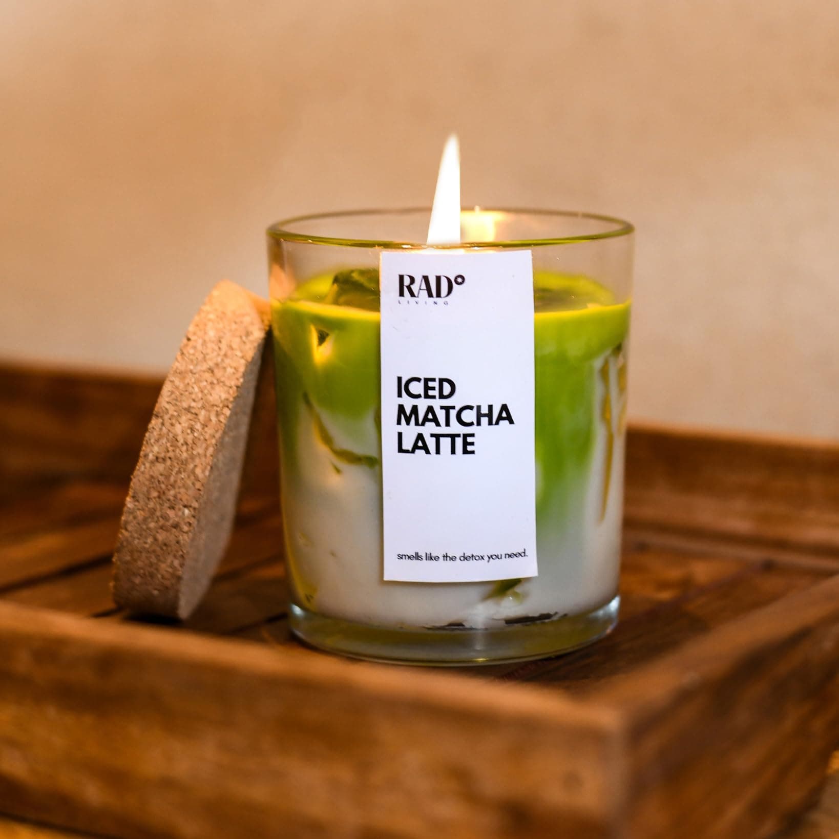 Rad Living - Festival Special Iced Matcha Latte - Sweet Vanilla Scented | Glass & Soy Wax Green Candle | 60Hour Burn Time | Perfect for Home Décor | Ideal for Gifting on Special Occasions or Festivals