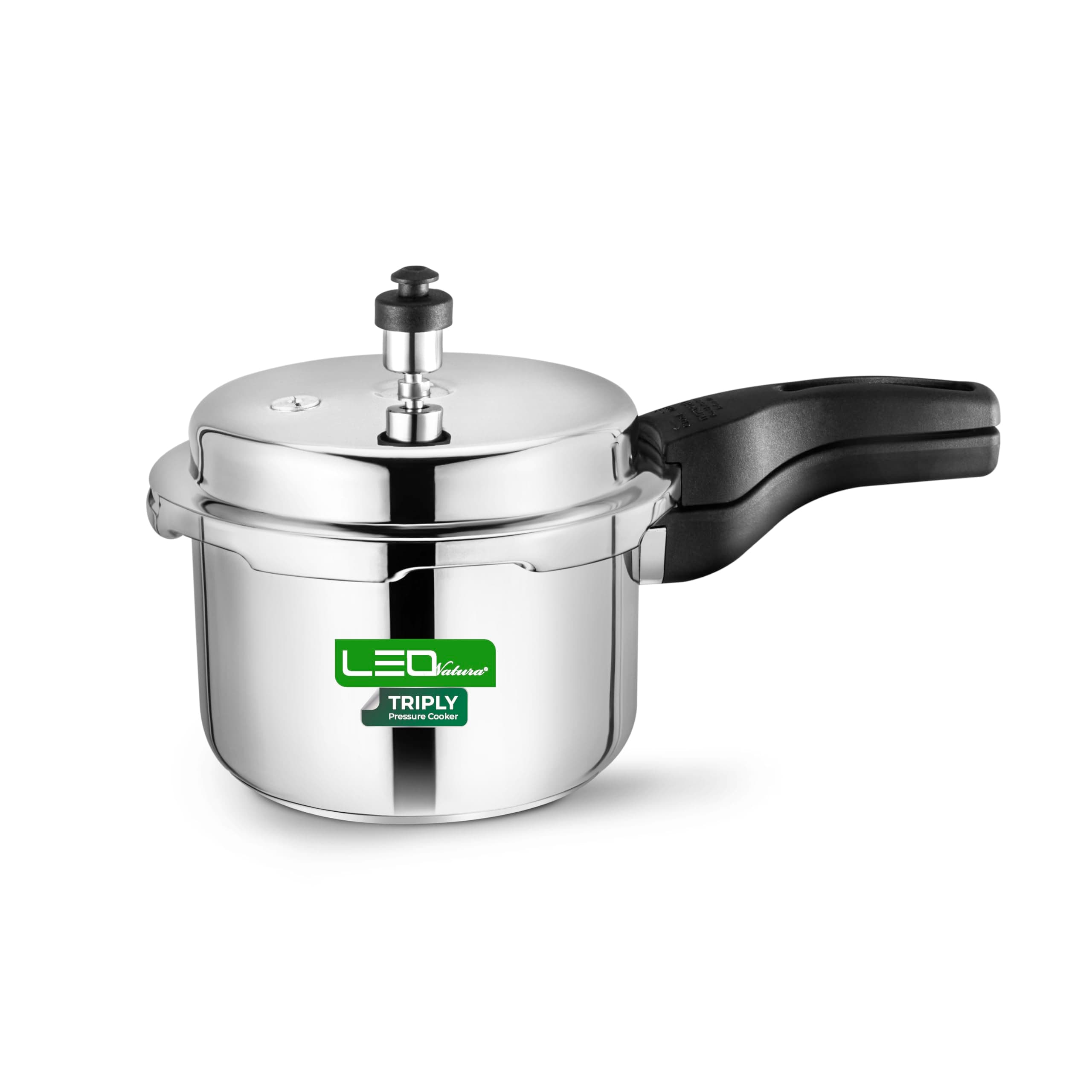 Leo Natura 3 Litres Triply Stainless Steel Pressure Cooker | Outer Lid | Induction & Gas Stove Compatible | ISI Certified | 5 Years Manufacturer's Warranty