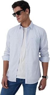 Peter England Men's Everyday Ditsy Print Slim Fit Full Sleeve Casual Shirt | 100% Cotton