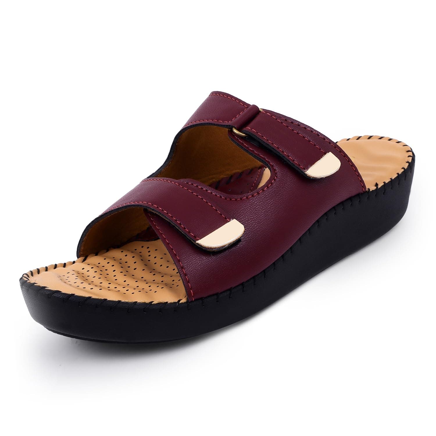 TRASE Orthopedic Extra Soft Double Strap Slippers for Women Footwear | Adjustable Strap Cushioned Wedges Doctor Sandals | Comfortable & Lightweight