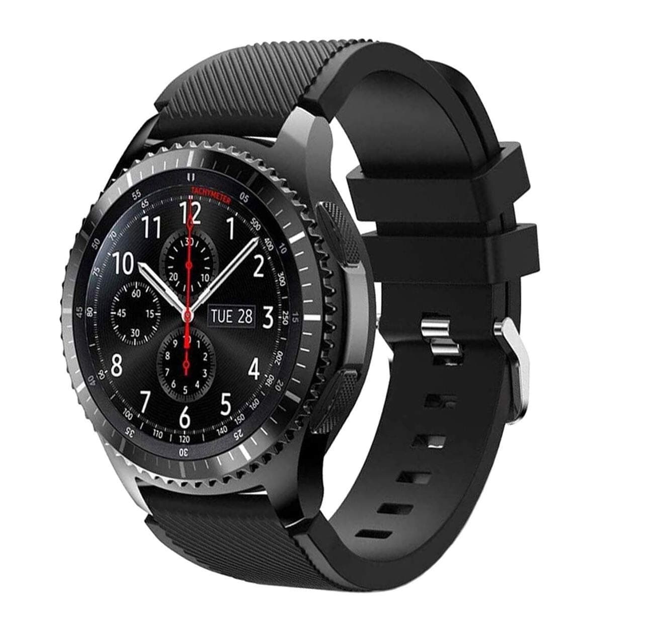 Oboe 22mm Silicone Smart Watch Replacement Band Universal Strap Compatible with Amazfit GTR 47mm / Samsung Galaxy Watch 46mm / Samsung Gear S3 Classic/Frontier/Huawei GT2 / Fossil Q (Black)