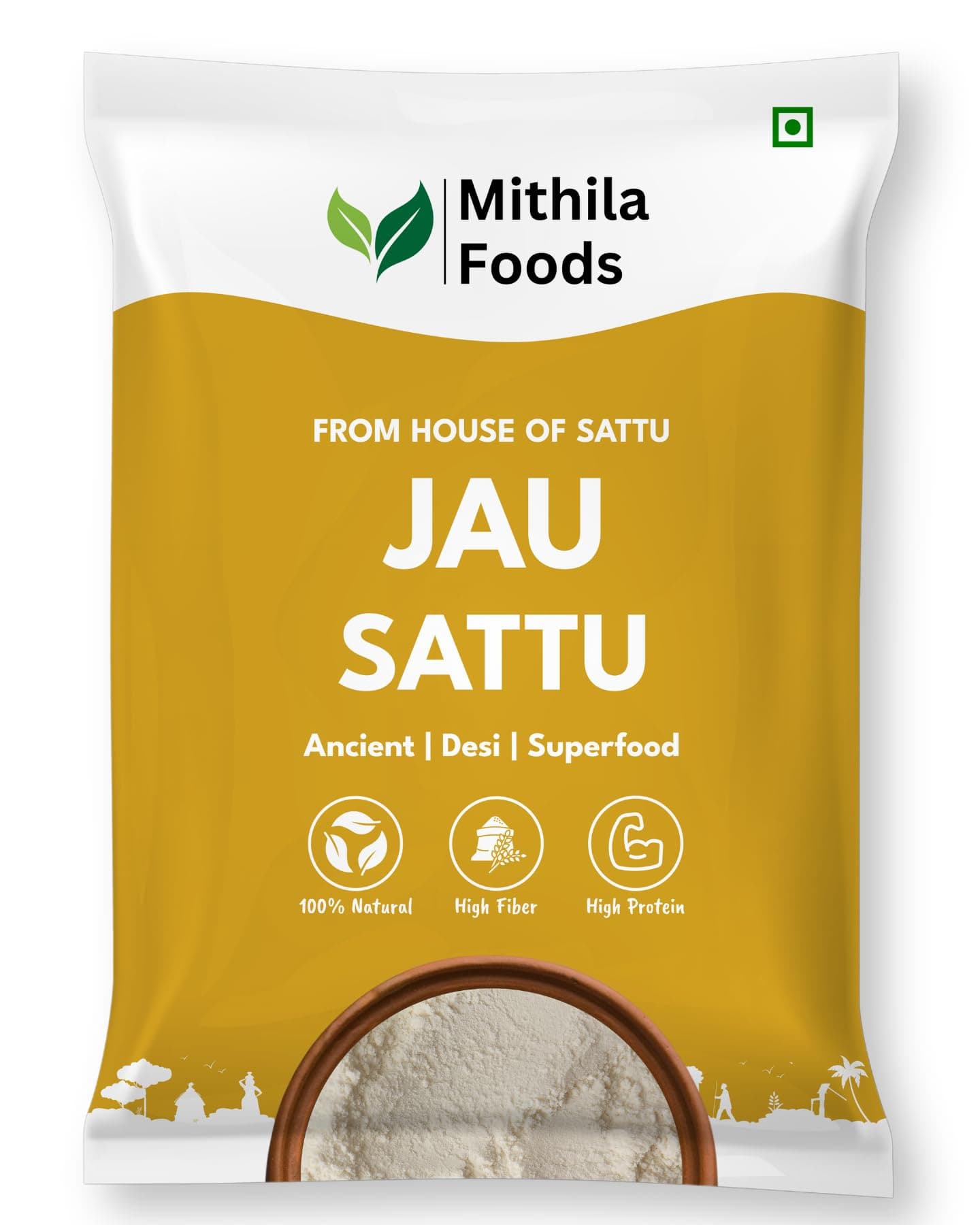 MITHILA FOODS 1 Kg Jau Sattu | High-Fiber Barley Sattu | Protein-Rich Energy Drink | Low GI Superfood | Roasted & Pure | Natural & Wholesome | Authentic Traditional Cultural Flavor from Bihar