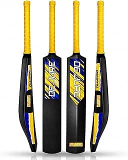De Jure Fitness Plastic Tennis Cricket Bat Full Size 35 x 4.5 Inch | 900g Lightweight Cricket Bat with Rubber Grip Handle | Indoor & Outdoor Tennis Ball Bat