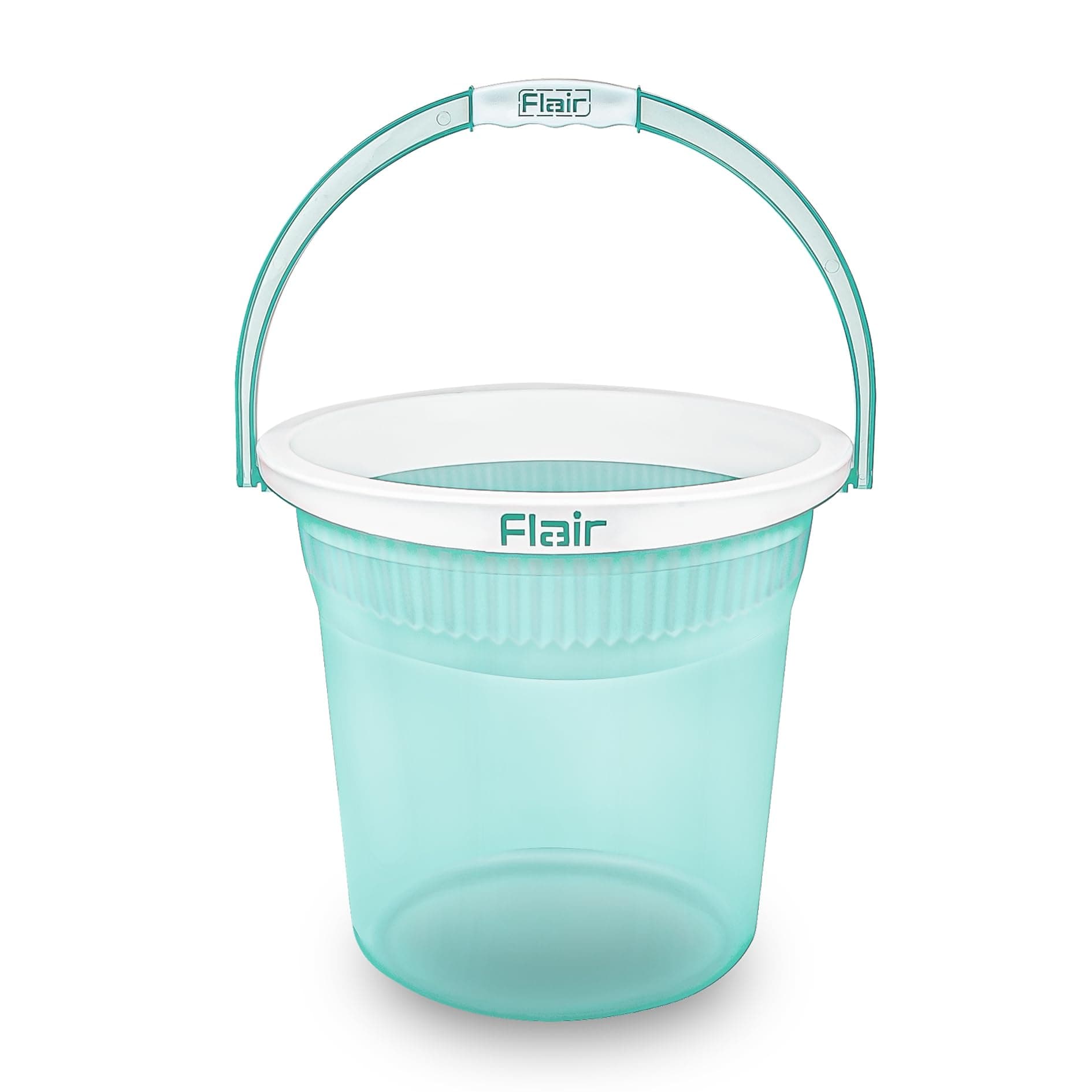 FLAIR Estella Crystal 14 LTR T.Green I Plastic Bathroom Bucket | Strong and Durable Water Storage Bucket | Sturdy and Easy Grip Handle | Ideal for Bathing and Everyday Use