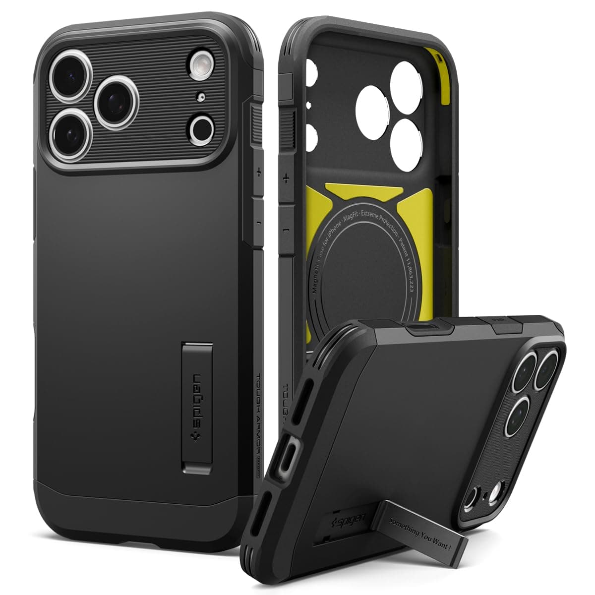 Spigen Tough Armor T MagFit Back Cover Case Compatible with iPhone 17 Pro (TPU + Poly Carbonate | Black)