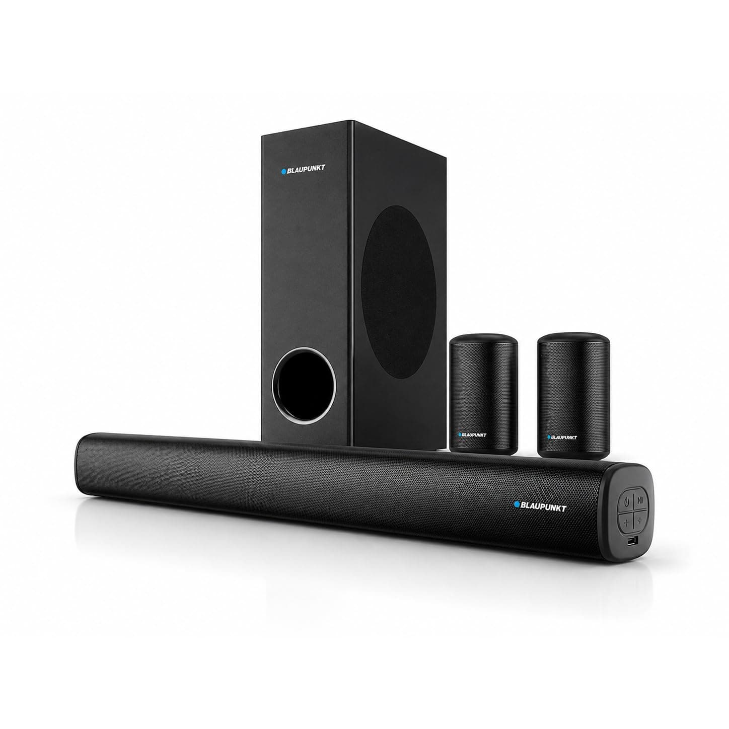 Blaupunkt SBW Chicago HT5.1 Soundbar with Wired Subwoofer & Satellites, Bluetooth, HDMI, Optical, USB, AUX, DSP Sound, Remote Control for Room Home Theater (Black)