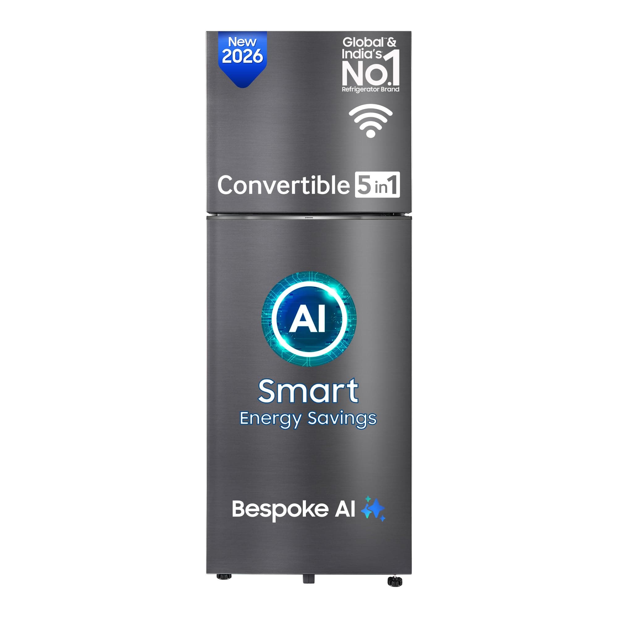 Samsung 396 L, 3 Star, Convertible 5-in-1, Digital Inverter, Frost Free Double Door, Bespoke AI WiFi Refrigerator (RT41HG6A23B1HL, Black DOI, 2026 Model)